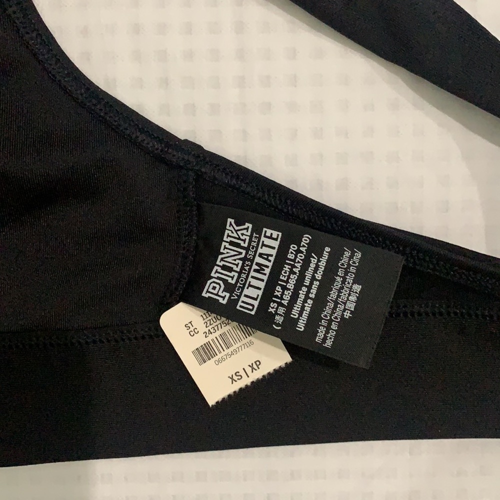 New VS Pink Ultimate Sports Bra Lace Front Black - Picture 4 of 12